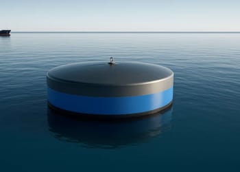 Plataforma marina generando energía hidroeléctrica con olas