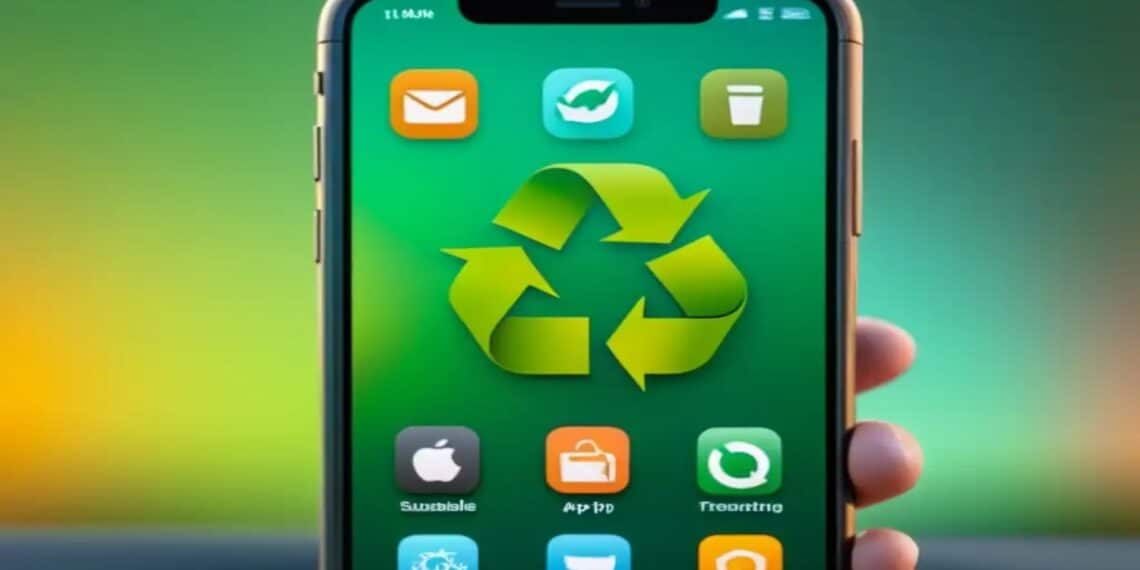 Usuario consulta una app de finanzas climáticas con saldo de árboles y CO₂ evitado