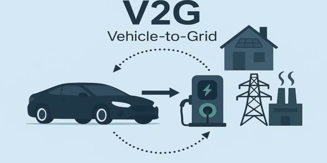Esquema de carga bidireccional V2G ISO 15118-20 con conector CCS en garaje.