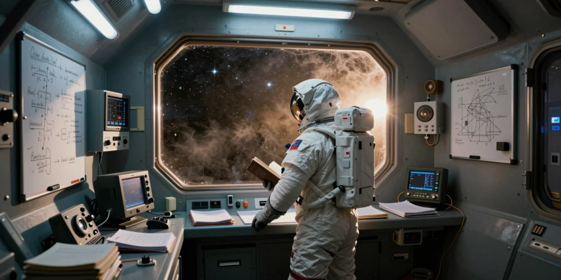 'Project Hail Mary' logró algo casi imposible en ciencia ficción — y la película decidió ignorarlo por completo 1 Solitary astronaut in a spacecraft control room gazing at an alien starfield, blending science and imagination.