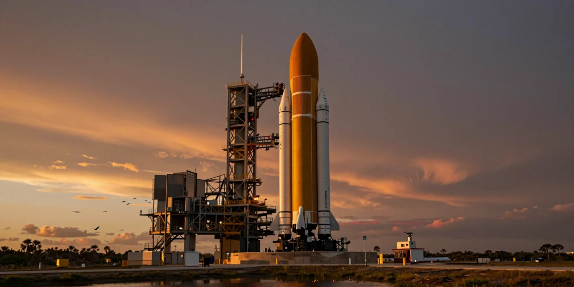 SpaceX llegará a Marte por primera vez, pero no con Starship: un róver europeo será su pasajero inaugural 1 Falcon Heavy rocket at Kennedy Space Center, ready for the historic Mars mission.