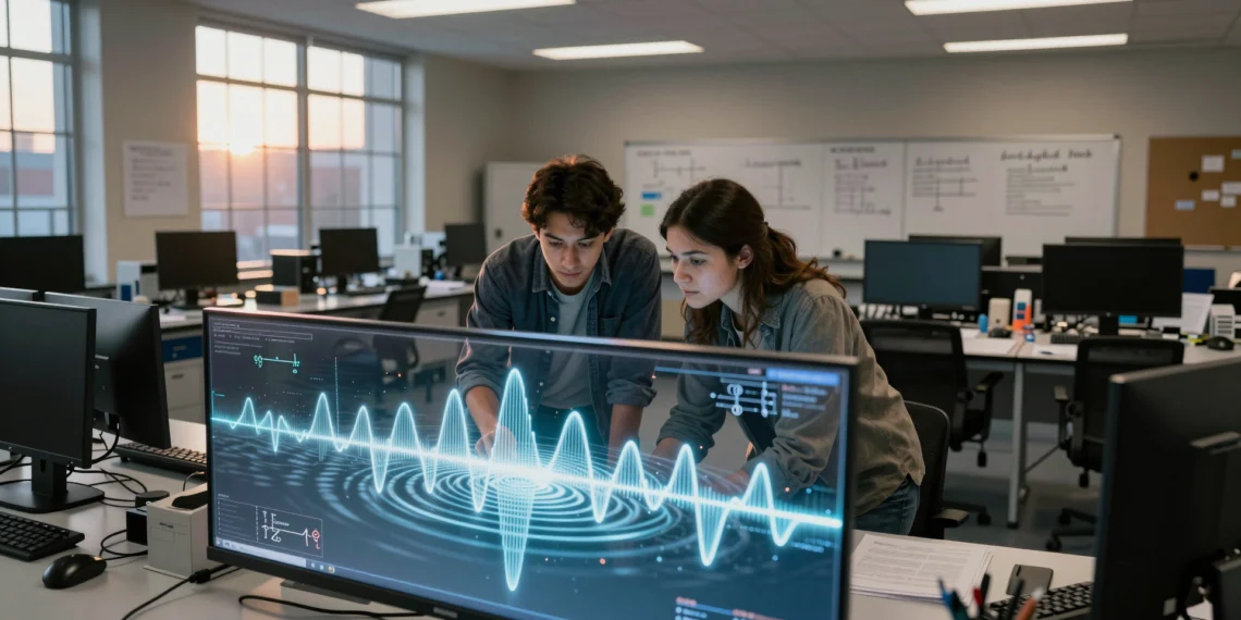 Investigadores de Pensilvania logran que la IA resuelva ecuaciones matemáticas que llevaban décadas resistiéndose a la computación convencional 1 Investigadores en laboratorio analizan ecuaciones matemáticas en pantalla digital en la Universidad de Pensilvania.