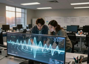 Investigadores de Pensilvania logran que la IA resuelva ecuaciones matemáticas que llevaban décadas resistiéndose a la computación convencional 2 Investigadores en laboratorio analizan ecuaciones matemáticas en pantalla digital en la Universidad de Pensilvania.