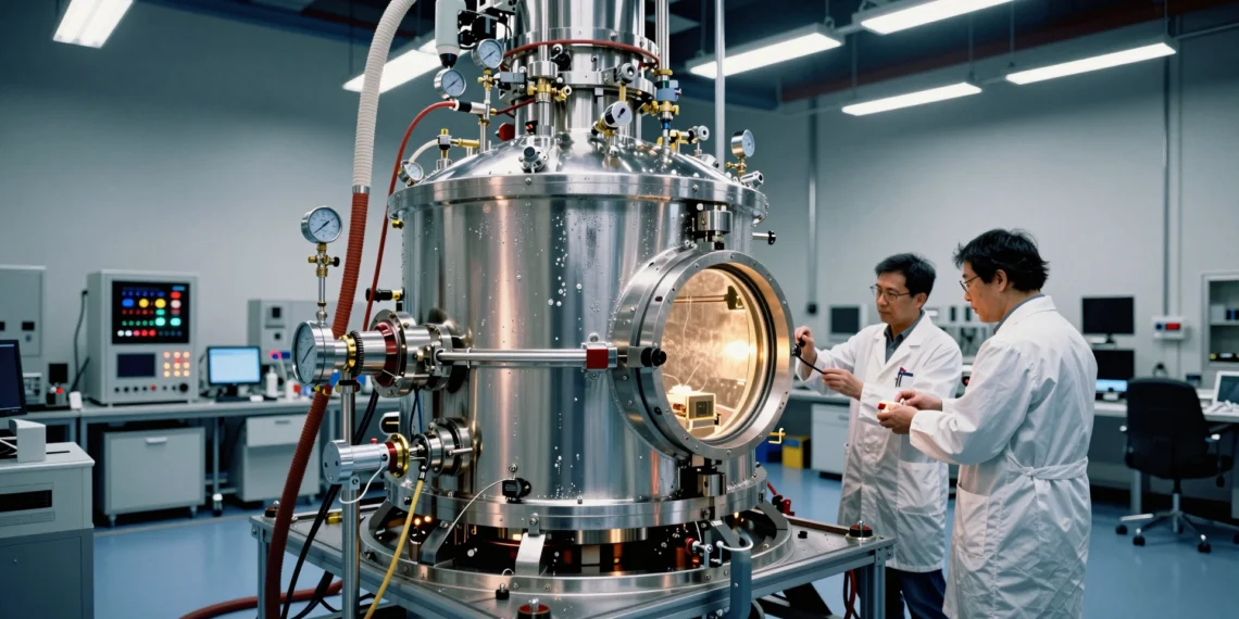 Ingenieros de la NASA crean una máquina que replica el frío extremo de la Luna sin usar una sola gota de líquido 1 Ingenieros de la NASA en laboratorio de criogenia, trabajando en la máquina que replica el frío lunar.