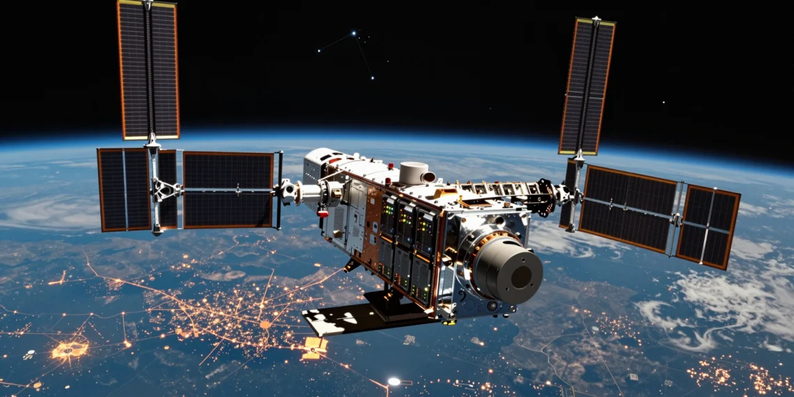 Satélites del tamaño de una nevera con racks de GPU: la startup que quiere mover la IA al espacio para escapar de la crisis energética terrestre 1 Satélite compacto con racks de GPU en órbita baja terrestre, paneles solares desplegados y la Tierra iluminada al fondo