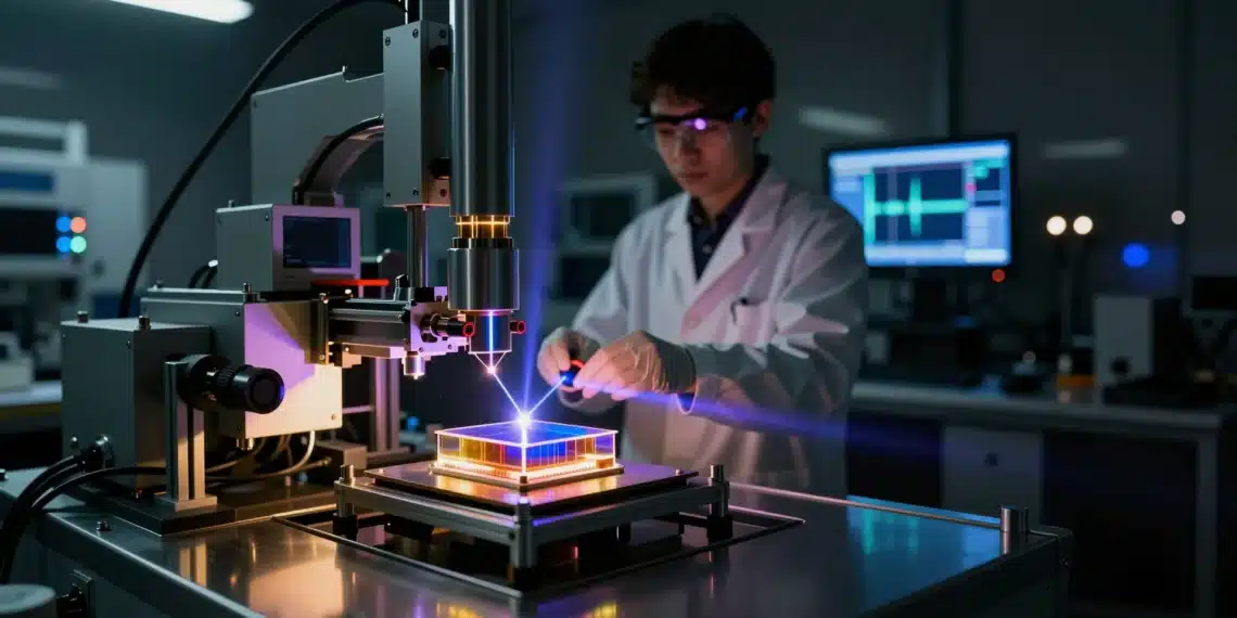 Cargar una batería en un femtosegundo: el experimento australiano que reescribe las reglas del almacenamiento de energía 1 Investigador en un laboratorio de microscopía ultrarrápida con una batería cuántica y láseres.