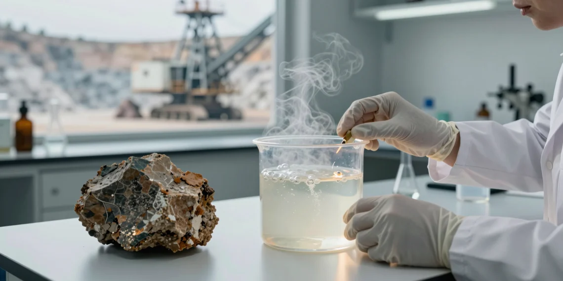 Investigadores del MIT descubren cómo extraer litio sin hornos ni ácidos peligrosos, y podría cambiar el suministro global de baterías 1 Científico del MIT extrae litio con líquido burbujeante en laboratorio, junto a maquinaria minera de fondo