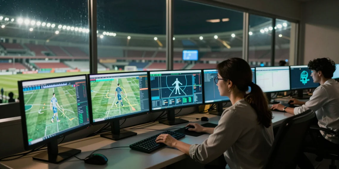 El laboratorio del MIT que decidió el gol de Messi en la final del Mundial y ahora redefine los límites de la tecnología deportiva 1 Ingeniera analiza datos biomecánicos de fútbol en laboratorio del MIT con pantallas de rastreo en tiempo real