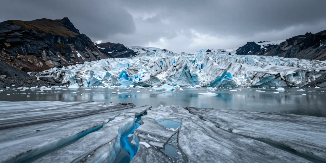 Cada grado de calor extra alarga tres semanas el deshielo de los glaciares de Alaska, según un estudio satelital sin precedentes 1 Glaciar de Alaska en retroceso con canales de agua de deshielo azul, morrenas rocosas expuestas y lago glaciar turquesa