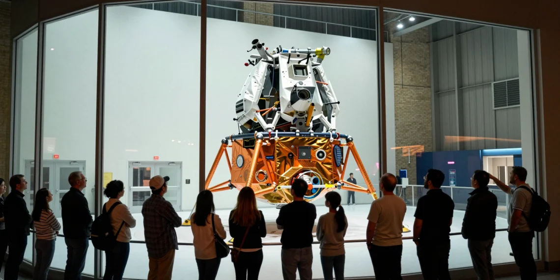 Astrobotic presenta su módulo lunar Griffin-1 con sistemas reforzados y una misión que podría sentar las bases del primer asentamiento en el polo sur de la Luna 1 Módulo lunar Griffin-1 de Astrobotic en sala limpia del Moonshot Museum de Pittsburgh, observado por visitantes