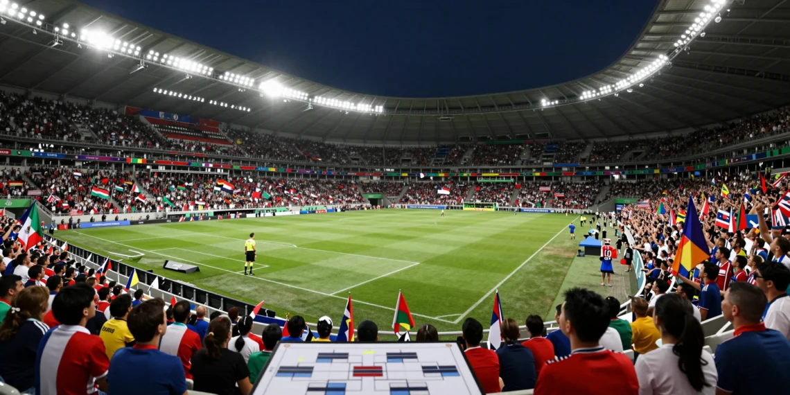 Mundial 2026: el nuevo formato está cambiando las reglas de la clasificación y varios gigantes ya tienen el billete en juego 1 Árbitro en el centro del campo de un estadio lleno durante un partido de clasificación para el Mundial 2026