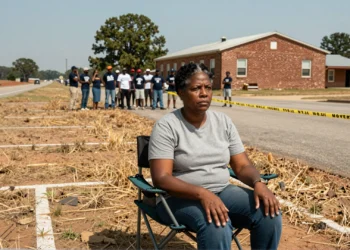 Junto a la ruta donde marchó Luther King, una comunidad sin agua potable planta cara a un gigante de la IA 8 Mujer afroamericana protesta frente a escuela en Alabama contra instalación de IA en comunidad sin agua potable