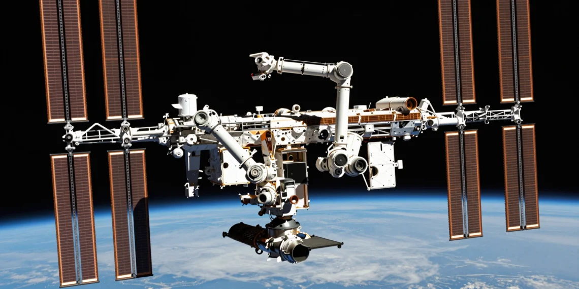 Canadarm2, el brazo robótico de la ISS que sobrevivió a su propia obsolescencia, se ha averiado en el momento más crítico 1 El brazo robótico Canadarm2 extendido sobre la Estación Espacial Internacional con la Tierra al fondo