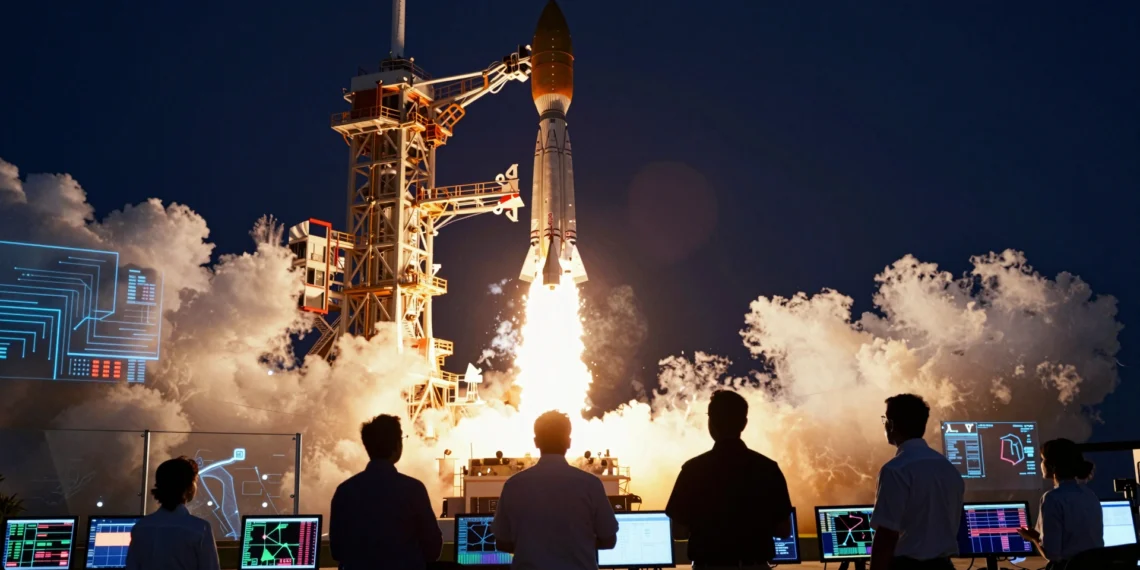 SpaceX sale a bolsa con una valoración de 1,75 billones de dólares, y su mayor apuesta no son los cohetes sino la inteligencia artificial 1 Lanzamiento nocturno de Starship en Texas con ingenieros ante pantallas de bolsa e IA