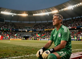 Memo Ochoa en el banquillo del Estadio Azteca con la camiseta verde de México ante un partido histórico del Mundial