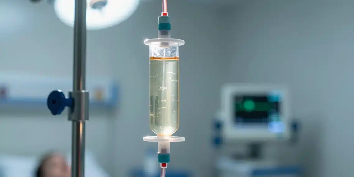 Un filtro del tamaño de un bastón atrapó 253 millones de copias del Ébola en la sangre de un paciente y lo salvó de la muerte 1 Cartucho médico cilíndrico del tamaño de un bastón conectado a tubos de sangre en una UCI para filtrar el virus del Ébola