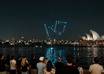 Casi 90 drones cayeron al mar durante un festival en Sídney y nadie salió herido: lo que ese fallo revela sobre el futuro del transporte autónomo 1 Decenas de drones caen al mar en el puerto de Sídney durante un festival nocturno ante una multitud de espectadores