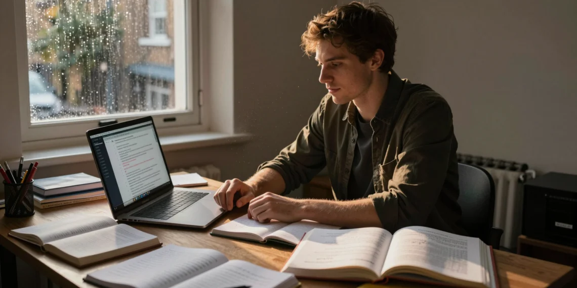 Un tutor de matemáticas en Londres usa IA para gestionar su negocio — y lo que descubrió puede cambiar cómo trabajan los autónomos 1 Tutor de matemáticas en Londres trabajando en su escritorio con libros, apuntes y un portátil con herramientas de IA