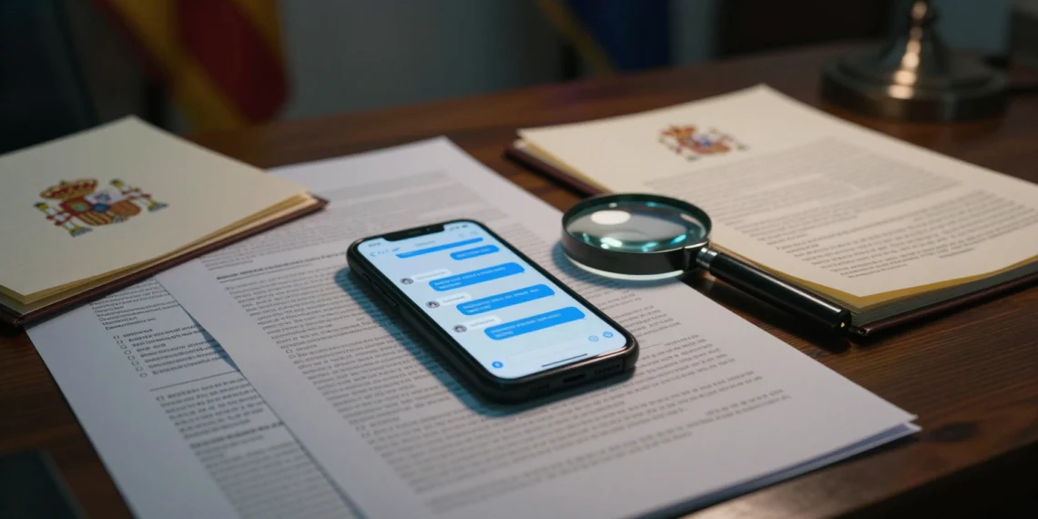 Los chats de Zapatero con 'Gertru' desvelan un registro minucioso de ingresos de Turquía, Perú y China que la UDEF vincula a presuntas comisiones ilegales 1 Despacho nocturno con documentos financieros y smartphone mostrando chats en investigación de corrupción