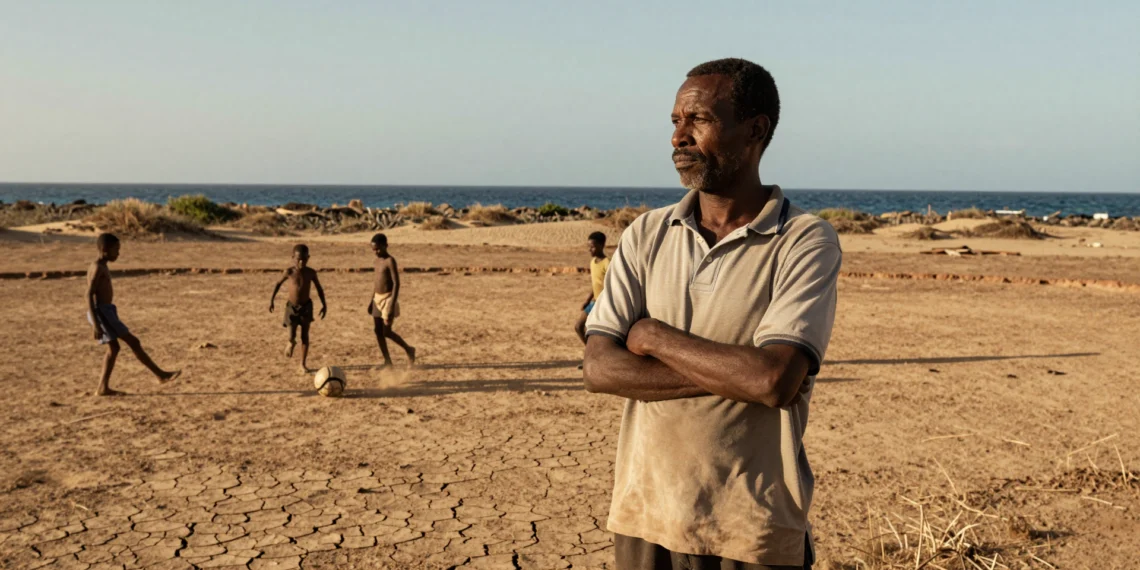Bubista hacía balones con calcetines de niño; hoy dirige a Cabo Verde contra Argentina en el Mundial 1 Entrenador de Cabo Verde en campo de tierra bajo el sol, con niños jugando al fútbol con un balón improvisado