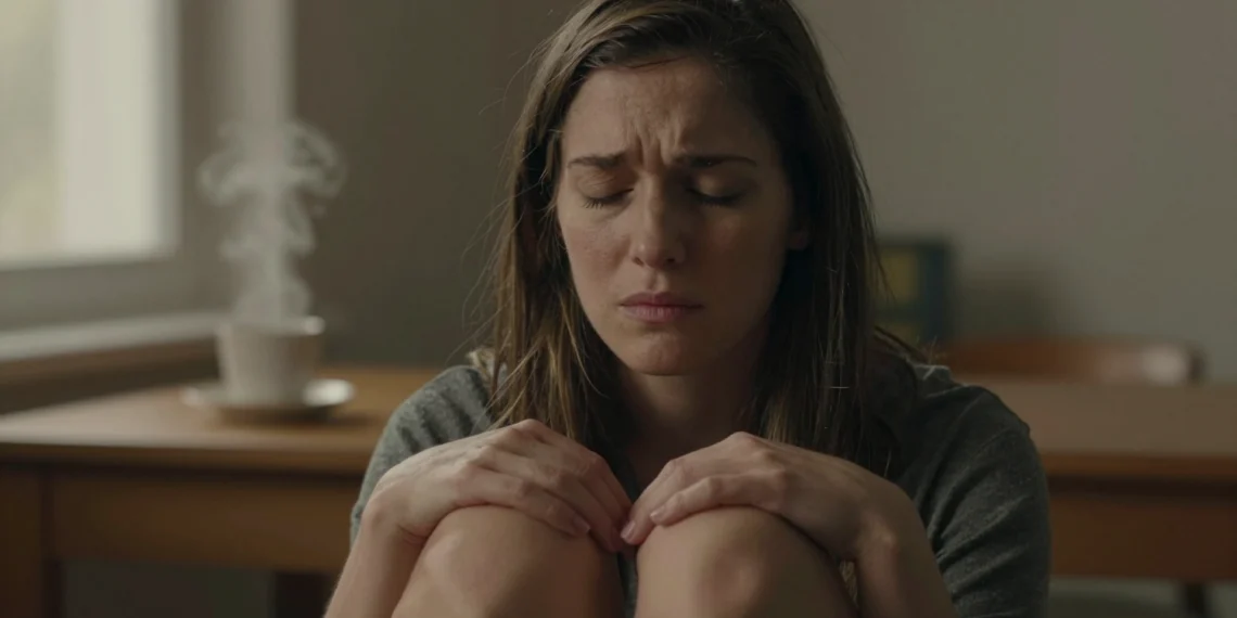 Aceptar la ira en lugar de combatirla: la ciencia detrás de una práctica meditativa que cambia cómo gestionamos las emociones difíciles 1 Mujer con ojos cerrados practicando meditación para aceptar la ira y gestionar emociones difíciles
