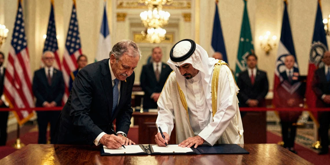 Estados Unidos y Arabia Saudí firman un acuerdo nuclear civil que podría redefinir el mapa energético de Oriente Próximo 1 Funcionarios de EE.UU. y Arabia Saudí firman acuerdo nuclear civil en ceremonia diplomática en Washington