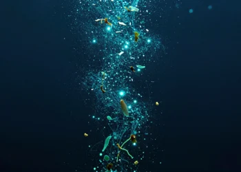 Las profundidades del océano esconden una fuente de alimento que los científicos nunca habían detectado, y podría cambiar cómo entendemos el clima 1 Nieve marina bioluminiscente cayendo en el océano abismal, partículas orgánicas translúcidas en aguas oscuras