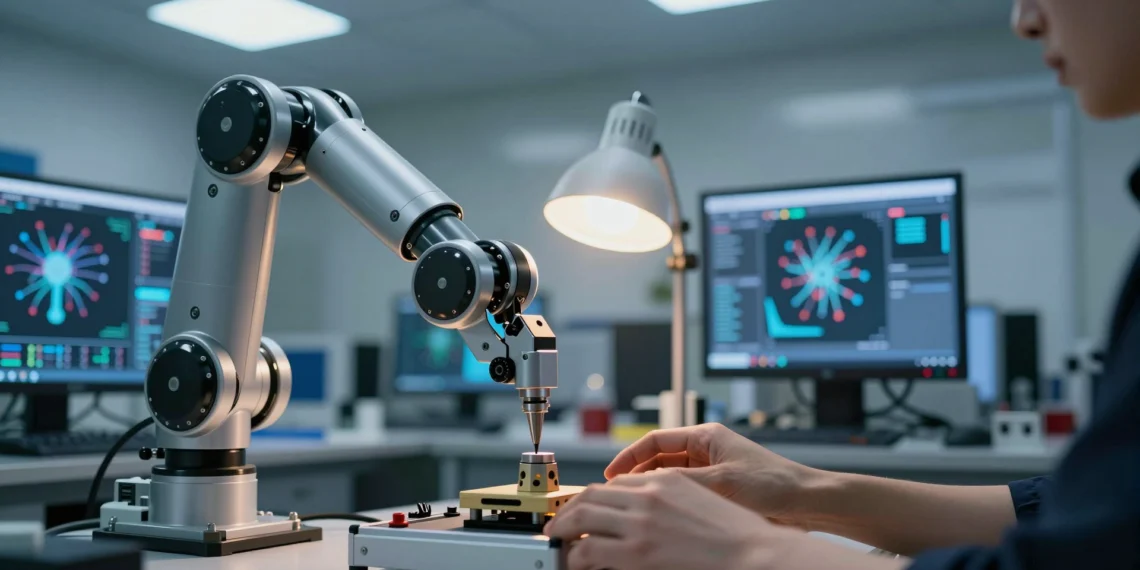 Un robot aprende una tarea física nueva en segundos con un solo ejemplo, sin reentrenamiento ni ajuste de parámetros 1 Brazo robótico humanoide replicando una tarea de manipulación física en laboratorio tras observar a un investigador humano