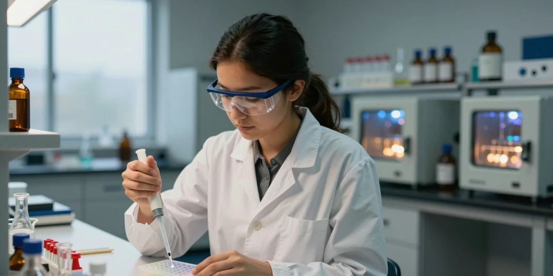 Biotecnología UGR: el grado con nota de corte casi perfecta que forma a los profesionales que transformarán la salud y la industria 1 Estudiante de Biotecnología de la UGR pipeteando muestras en un laboratorio universitario de última generación