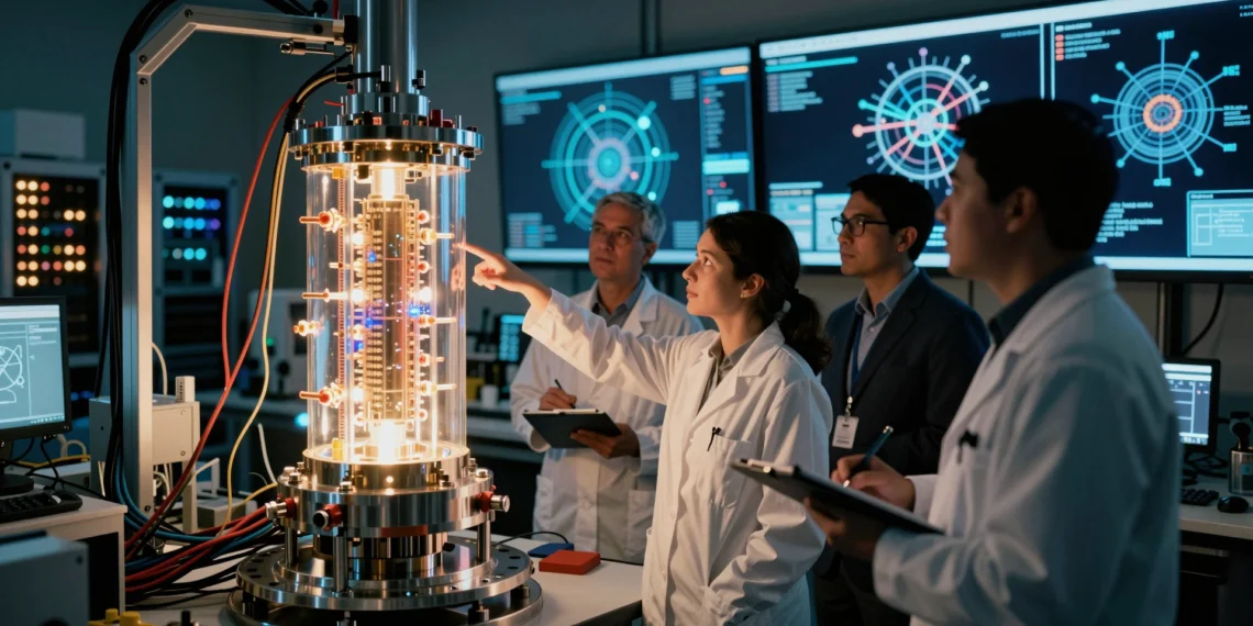 Un programa de 159 millones de dólares empieza a convertir la 'Superinteligencia' en descubrimientos científicos reales 1 Equipo de científicos estadounidenses en un laboratorio federal examinando un núcleo de computación cuántica brillante y esqu