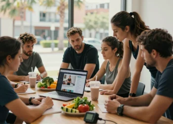 Formarse en nutrición deportiva ya no exige un grado: la oferta online que está cambiando el sector 6 Estudiantes de nutrición deportiva revisan un curso online en un centro de formación de Barcelona